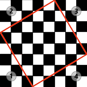 Schachbrett mit Aufteilung in Quadrate und Dreiecke