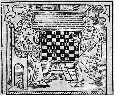 Evilmerodach und Xerxes beim Schachspiel.